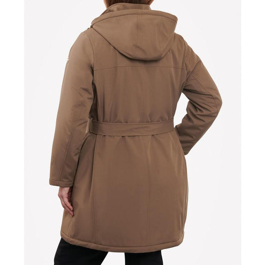 Women's Plus Size Hooded Belted Raincoat