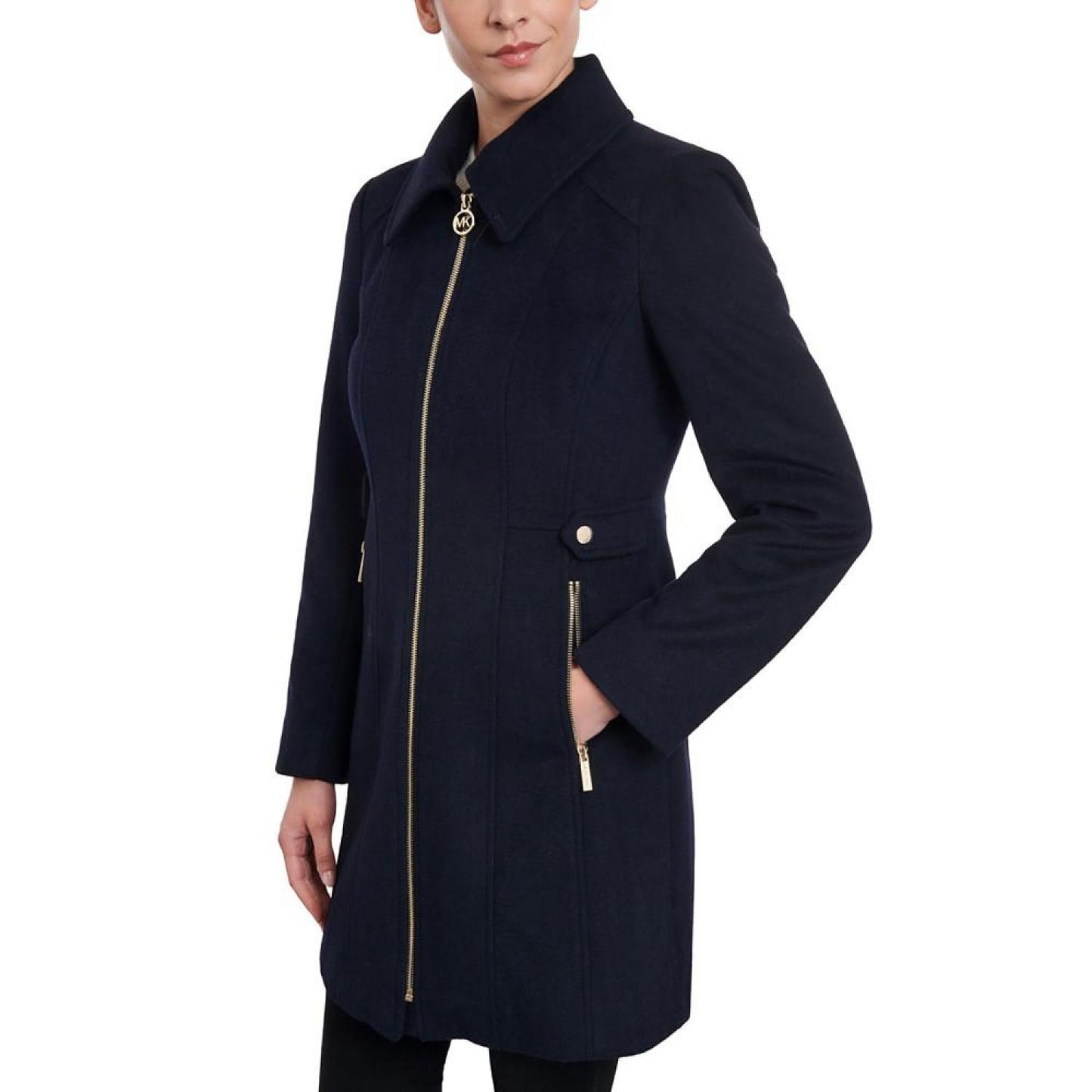 Women's Wool Blend Zip-Front Coat