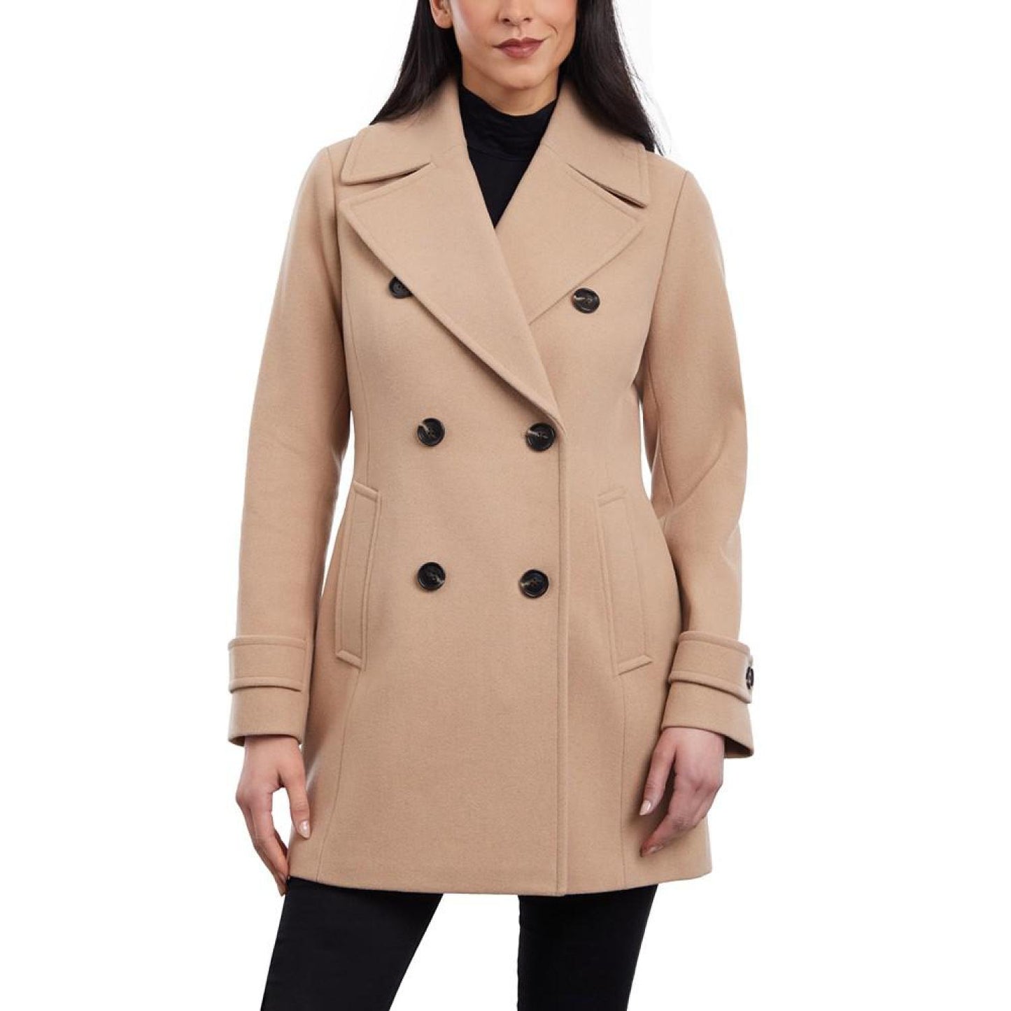 Women's Double-Breasted Notched-Collar Coat