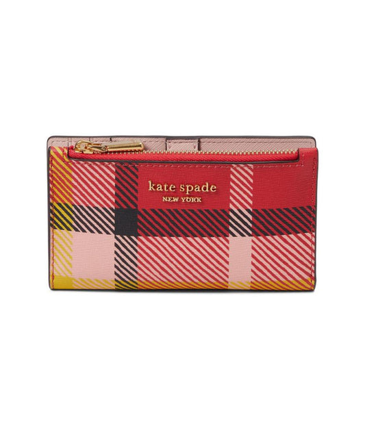 Morgan Museum Plaid Printed PVC Small Slim Bifold Wallet