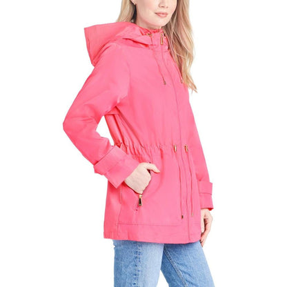 Women's Short Anorak with Hooded Bib Jacket