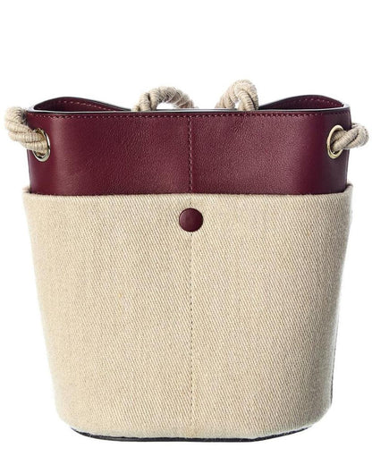 Chloe Key Small Linen & Leather Bucket Bag