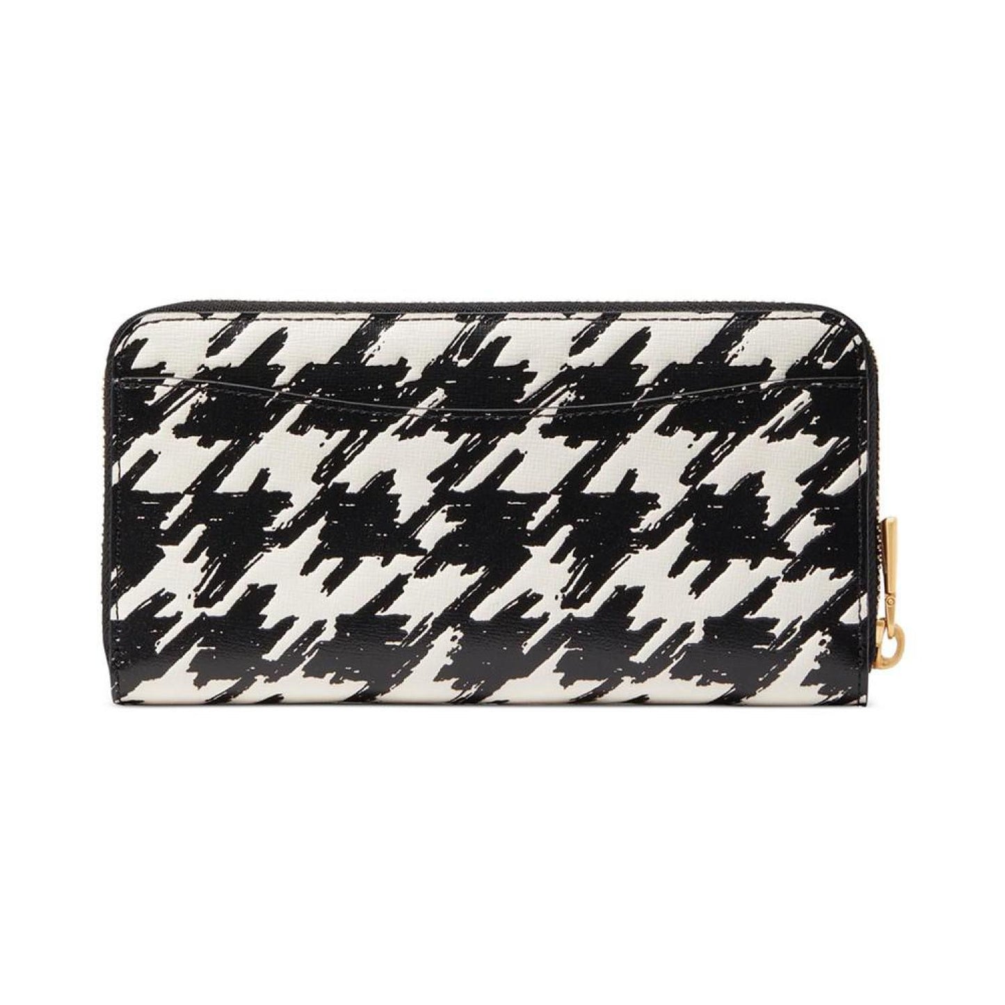 Morgan Painterly Houndstooth Embossed Saffiano Leather Zip Around Continental Wallet