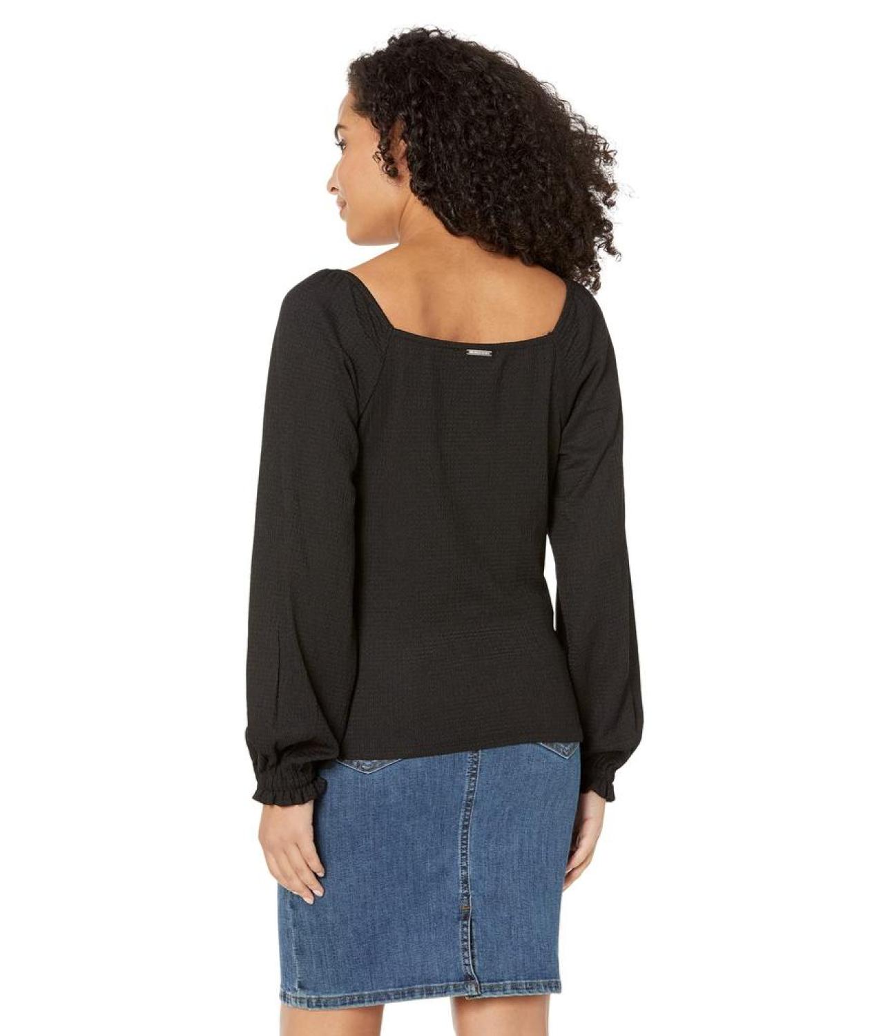 Long Sleeve Puff Sleeve Ruched Top