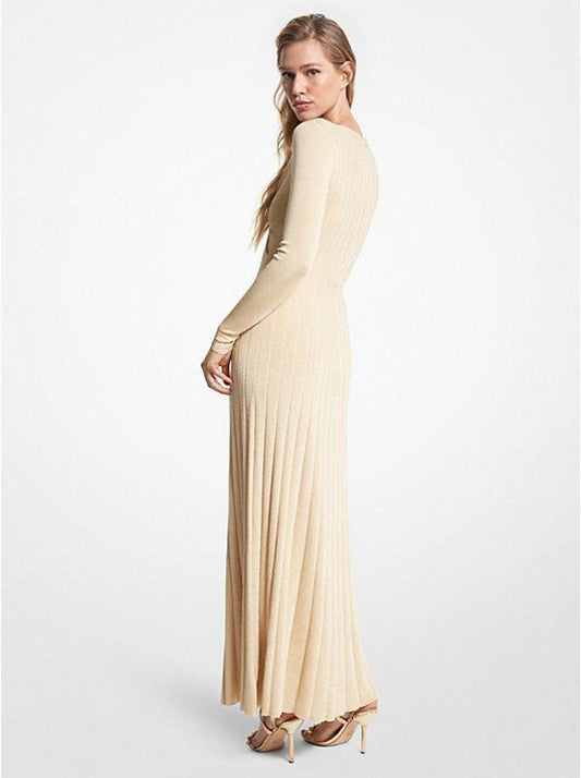 Metallic Stretch Knit Ring Maxi Dress