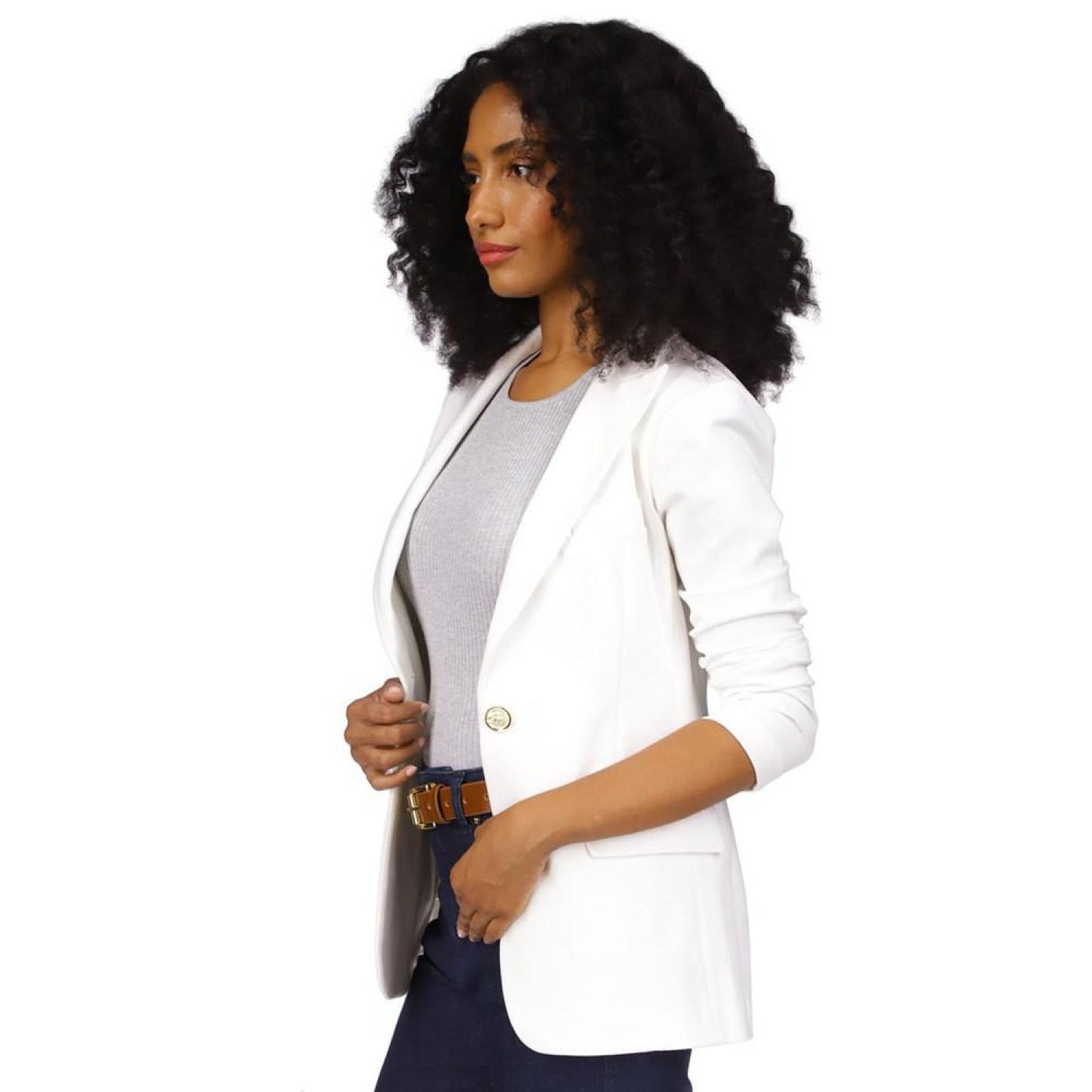 Women's Knit One-Button Blazer, Regular & Petite