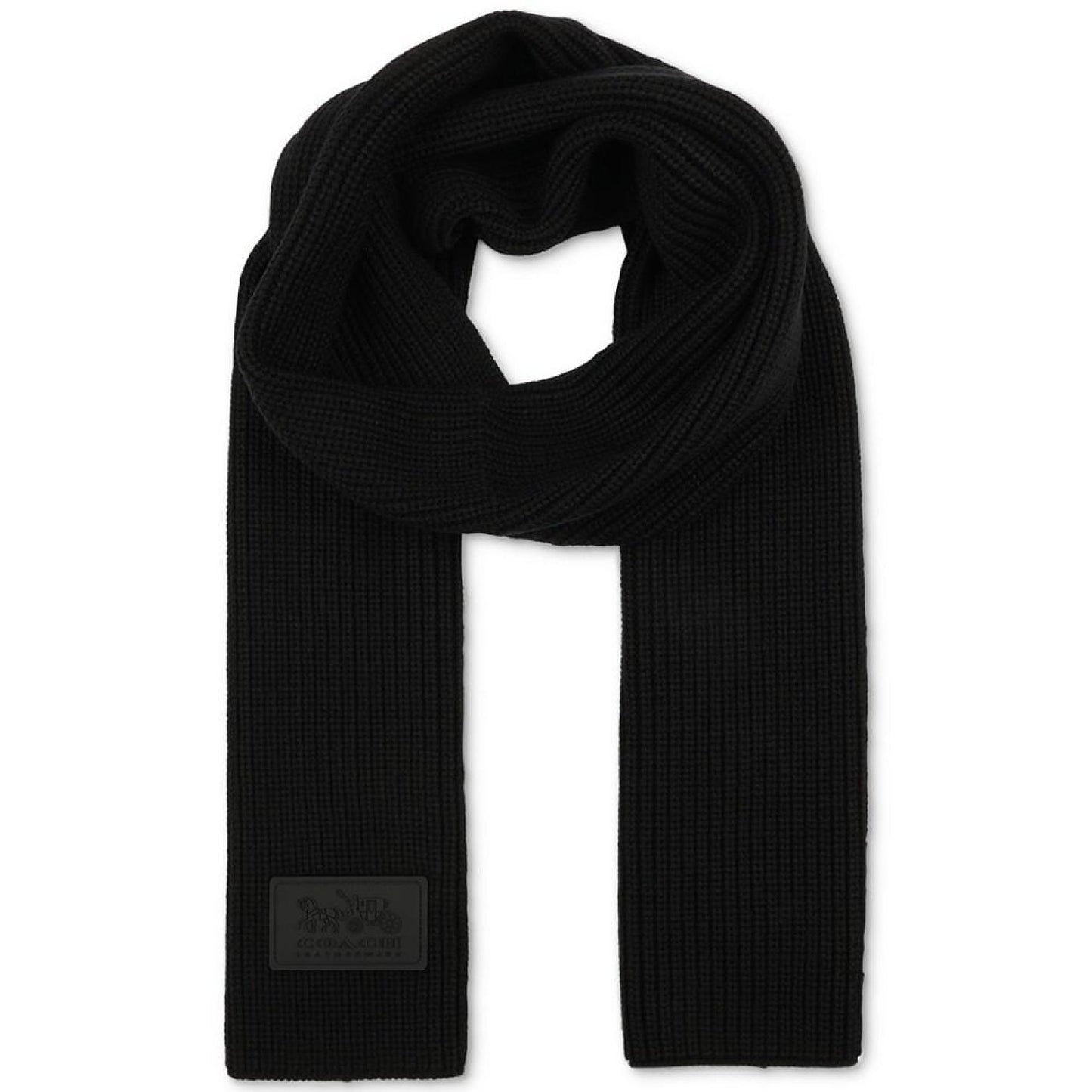 Women's Ribbed-Knit Logo-Patch Scarf