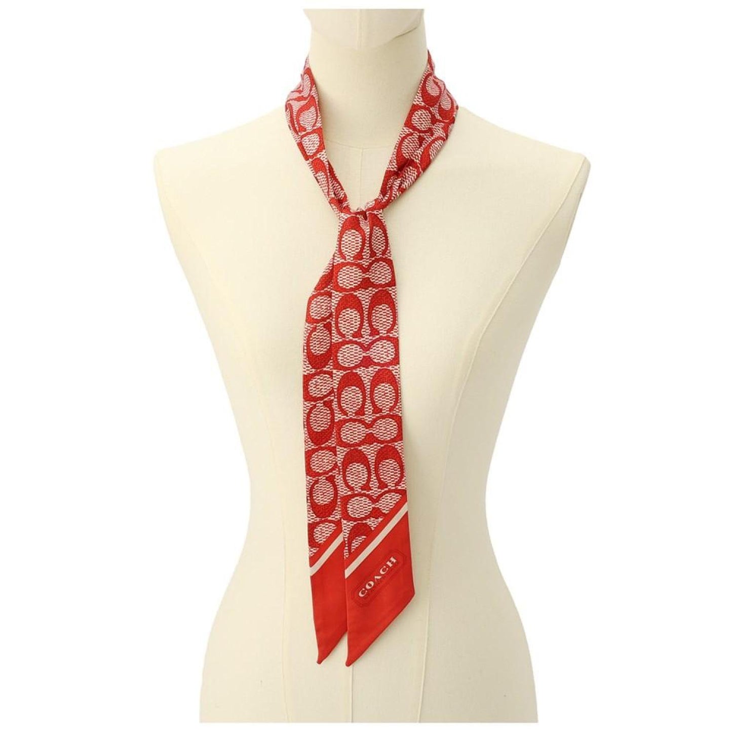 Women's Vintage-Like Signature Print Silk Skinny Scarf