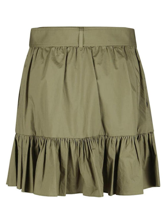 Stretch Crepe Belted Mini Skirt