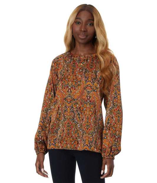 Multi Paisley Peasant Top