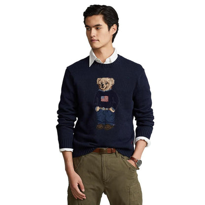 Men's Polo Bear Cotton-Linen Sweater