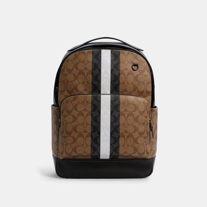 Coach Outlet Graham Backpack In Blocked Signature Canvas With Varsity Stripe