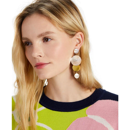 Gold-Tone & Mother-of-Pearl Disc Statement Earrings