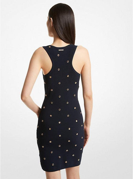 Grommet-Embellished Stretch Knit Tank Dress