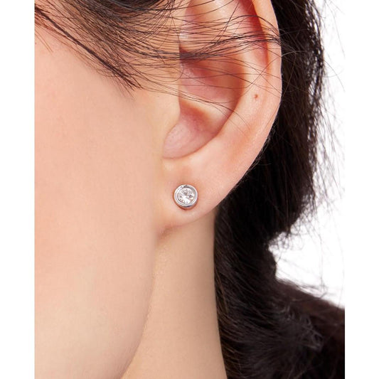 Silver-Tone Crystal Stud Earrings