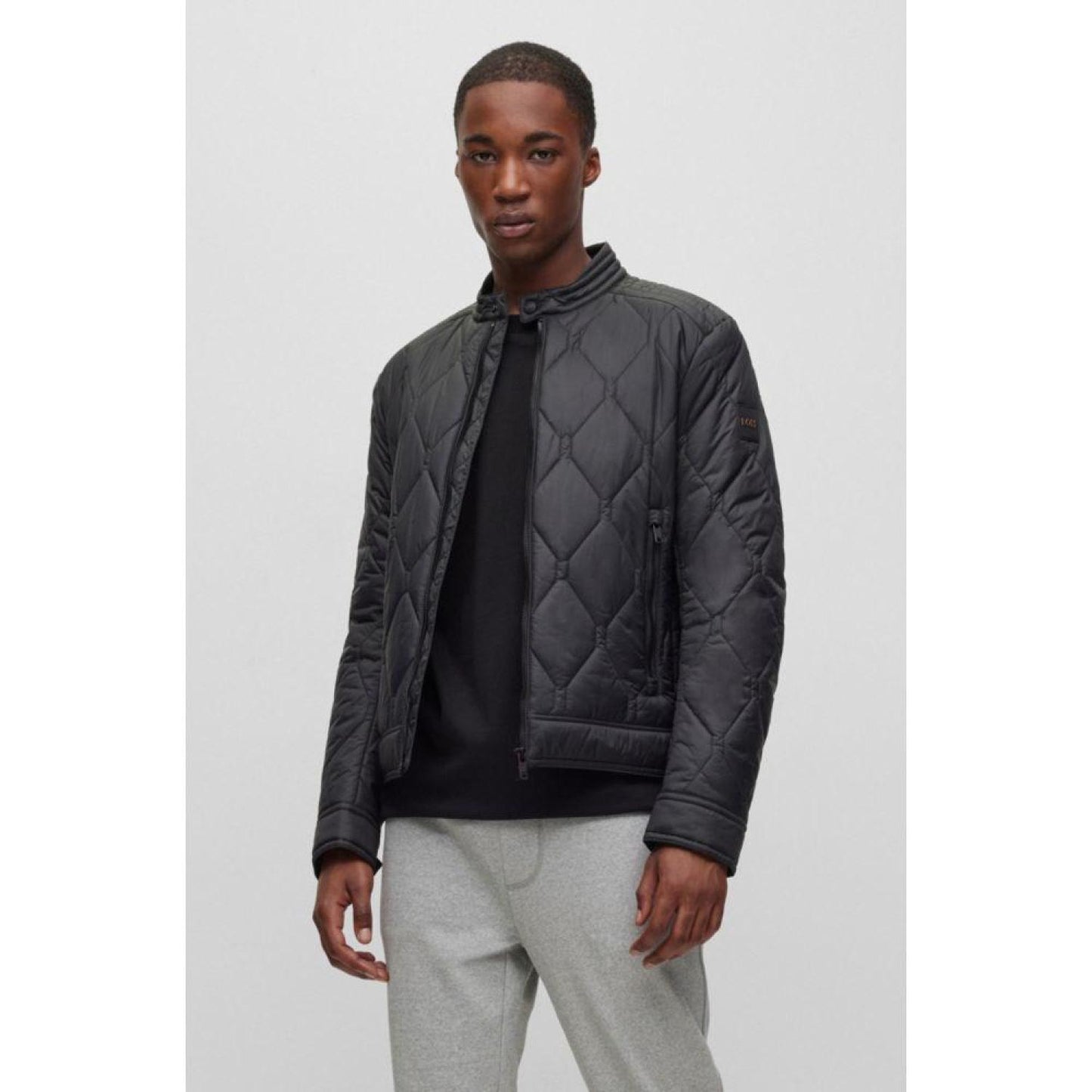 Biker jacket in water-repellent lightweight fabric with quilting