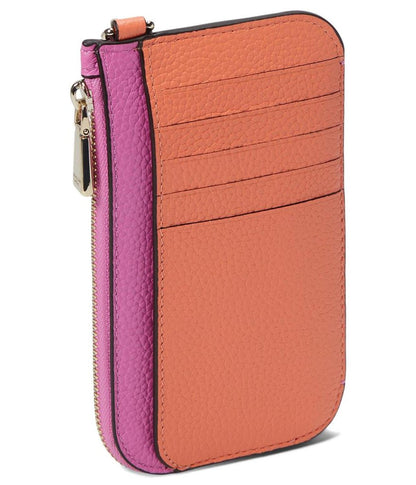 Ava Colorblocked Pebbled Leather Coin Card Case Wristlet