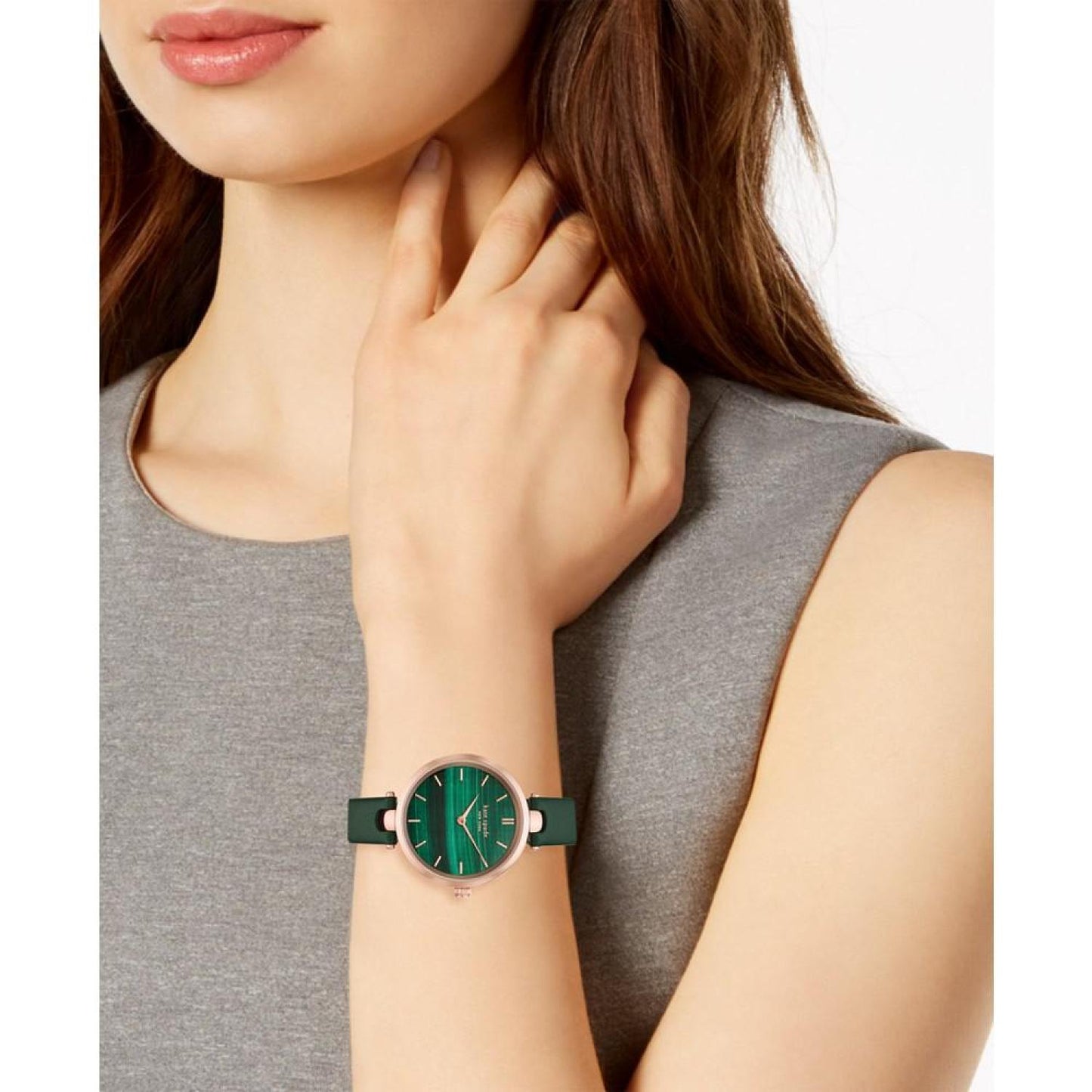 Women's Holland Green Leather Strap Watch 34mm