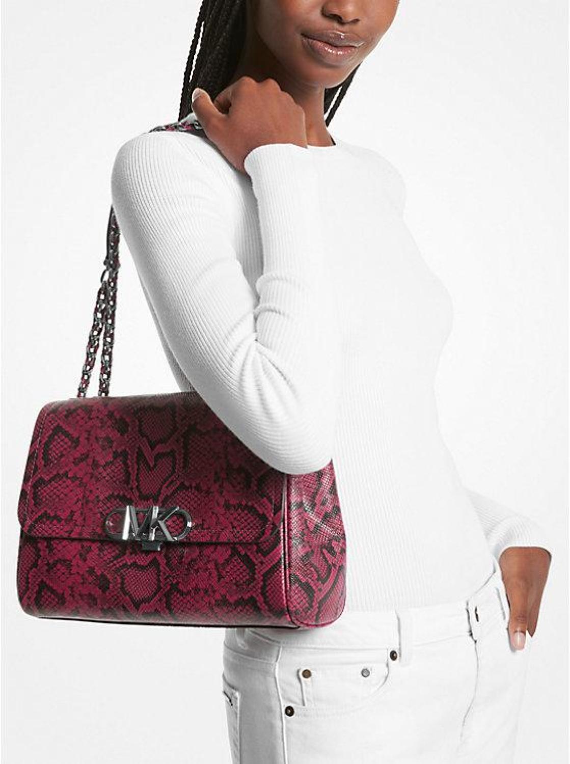 Embossed leather shoulder on sale bag