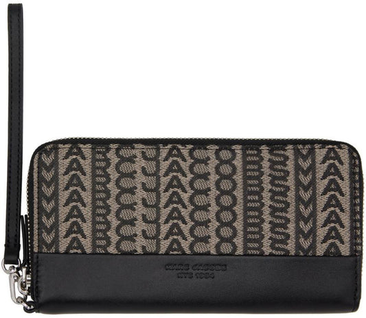 Black & Beige 'The Monogram Jacquard Continental Wristlet' Wallet