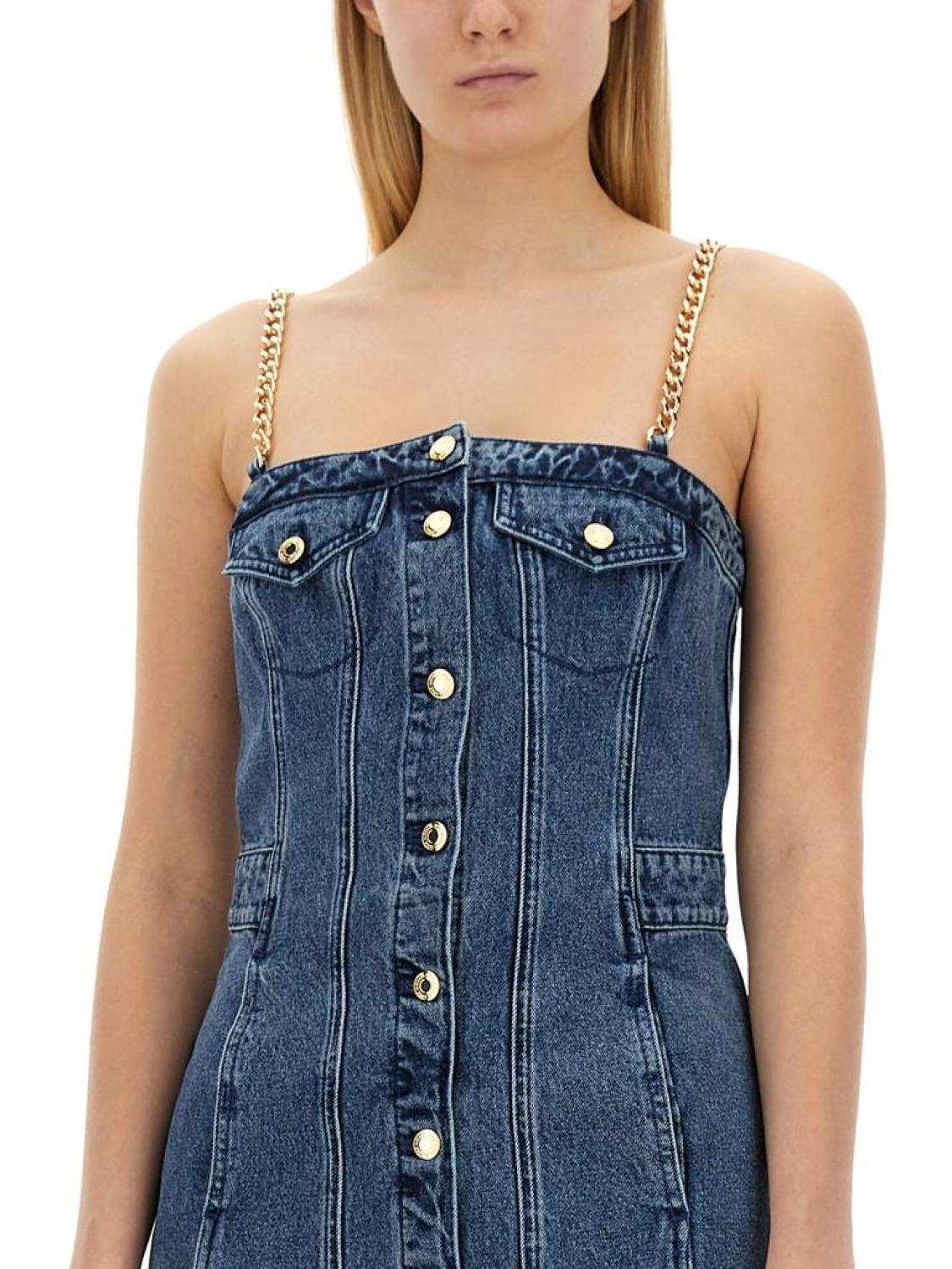 Michael Michael Kors Chain-Link Strap Denim Mini Dress