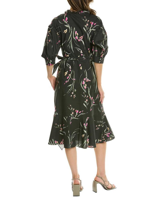 Marchesa Notte Printed Wrap Dress