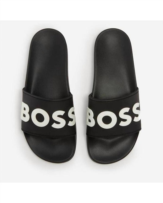 Men Kirk Slide Logo Rubber Slip On In Black