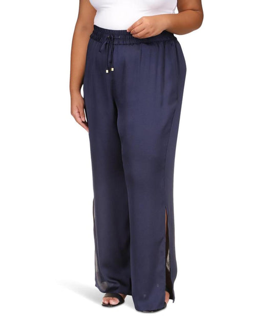 Plus Size Solid High Slit Pants