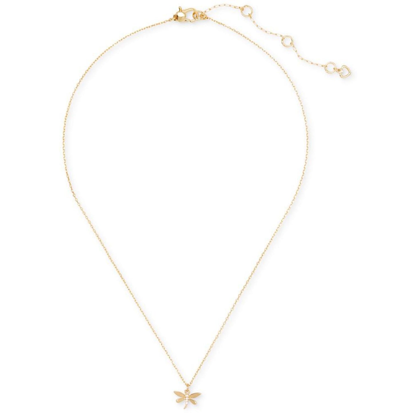 Gold-Tone Pavé Dragonfly Pendant Necklace, 16" + 3" extender