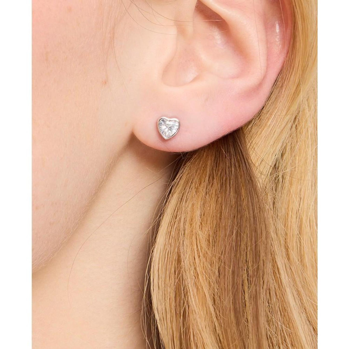 Cubic Zirconia Heart Mini Stud Earrings