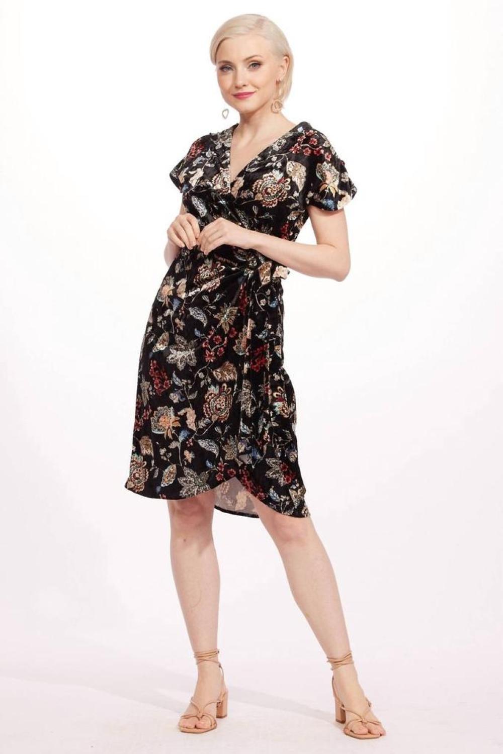 Marika Dress - Floral Velvet In Navy