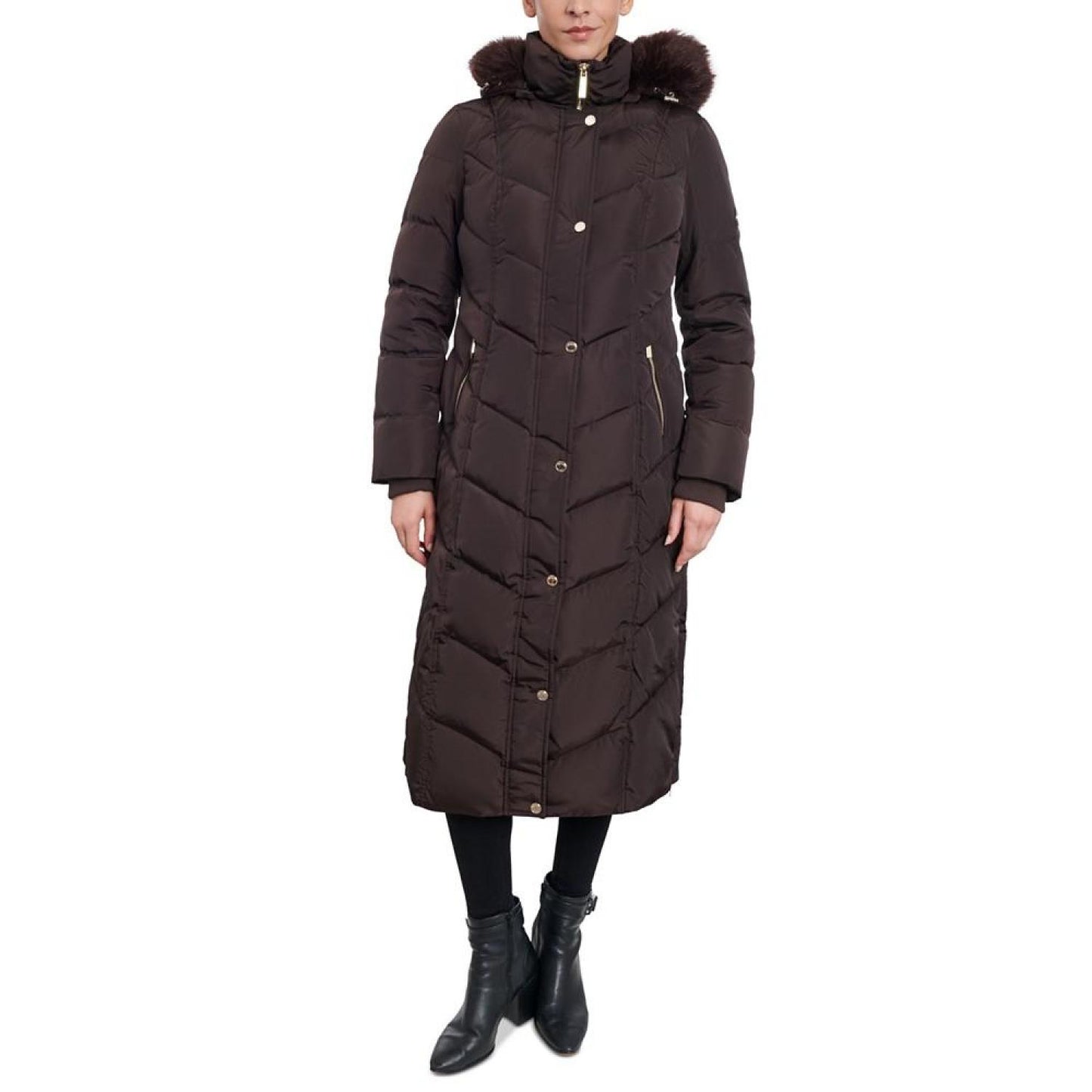 Women's Faux-Fur-Trim Hooded Maxi Puffer Coat