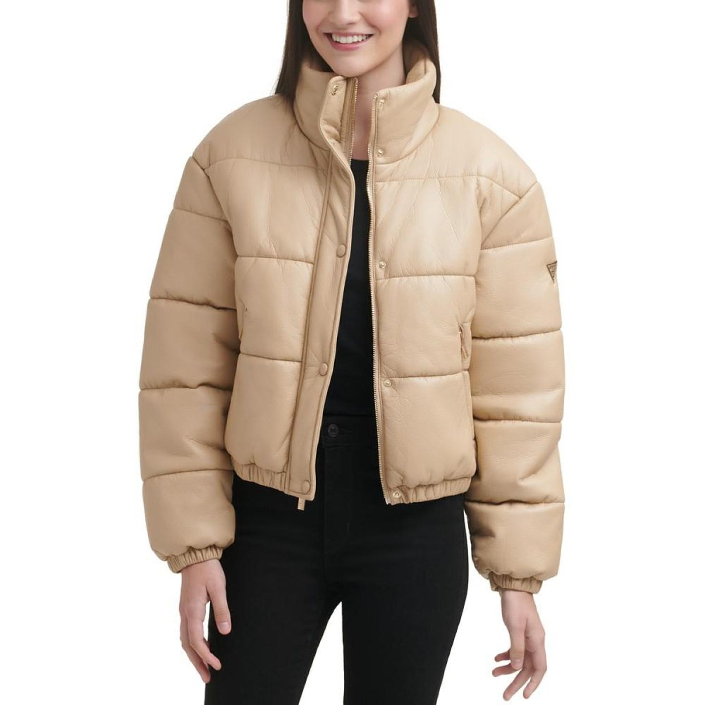 Women's Faux-Leather Puffer Coat