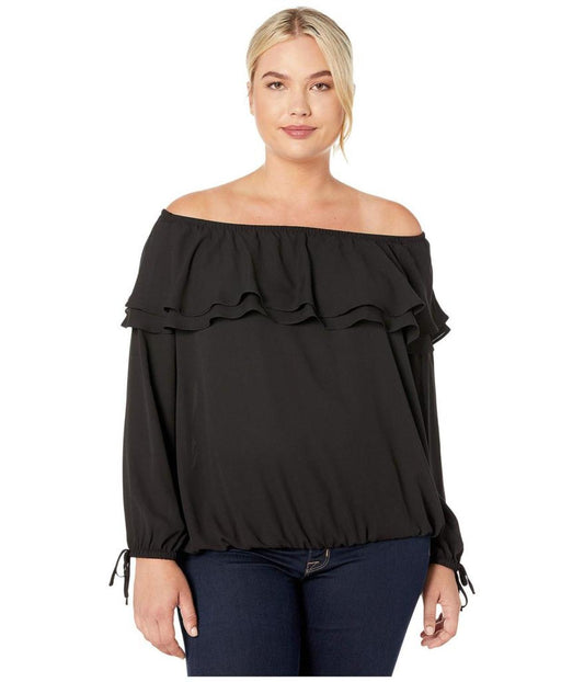 Plus Size Ruffle Peasant Top