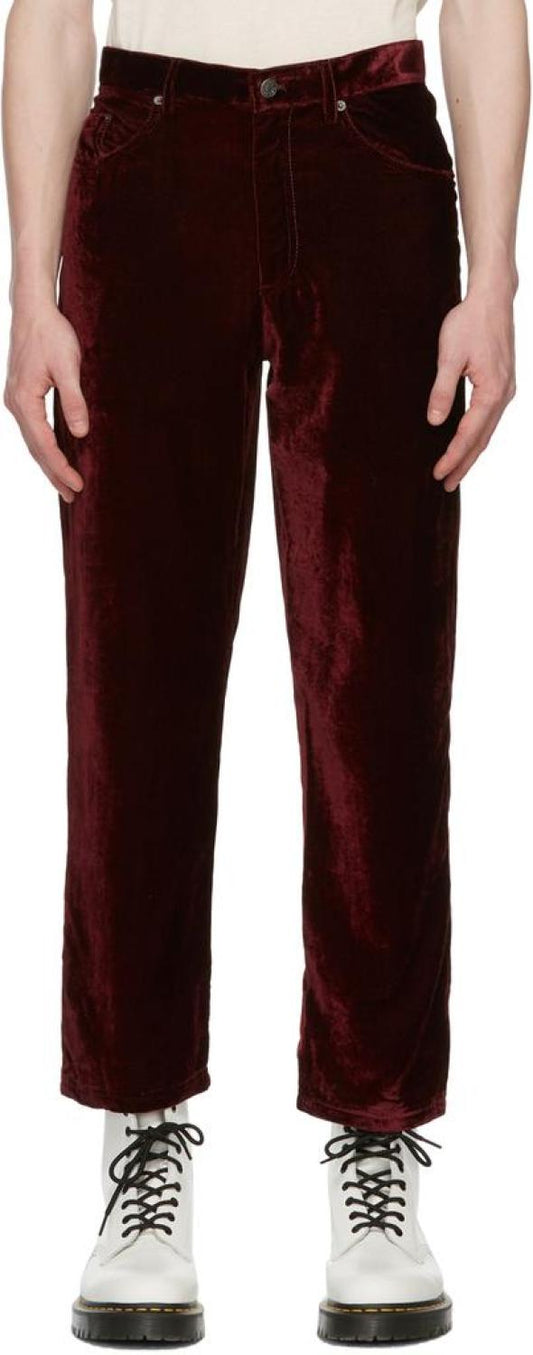 Red 'The Liquid Velvet' Trousers