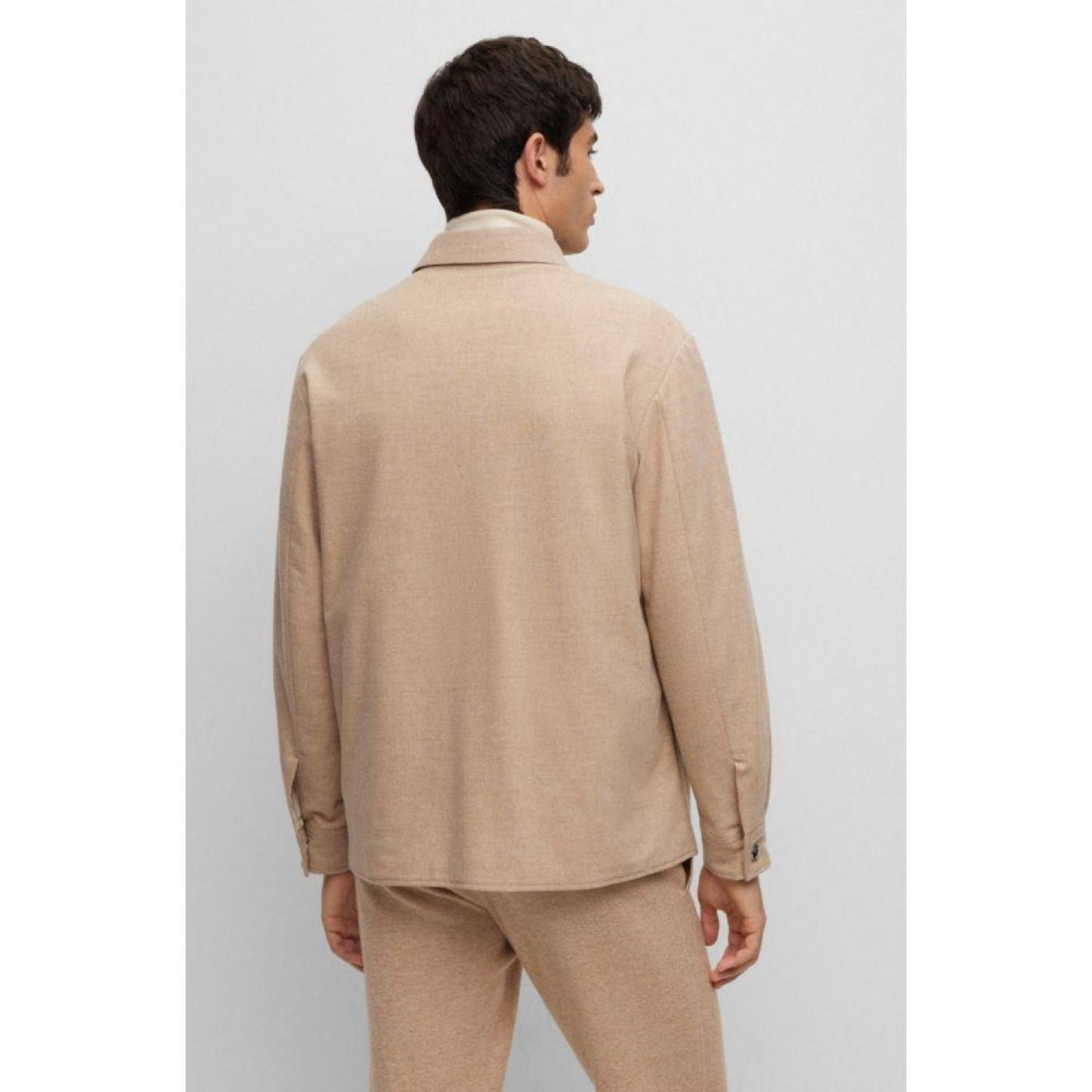 Relaxed-fit overshirt in stretch fabric with press studs