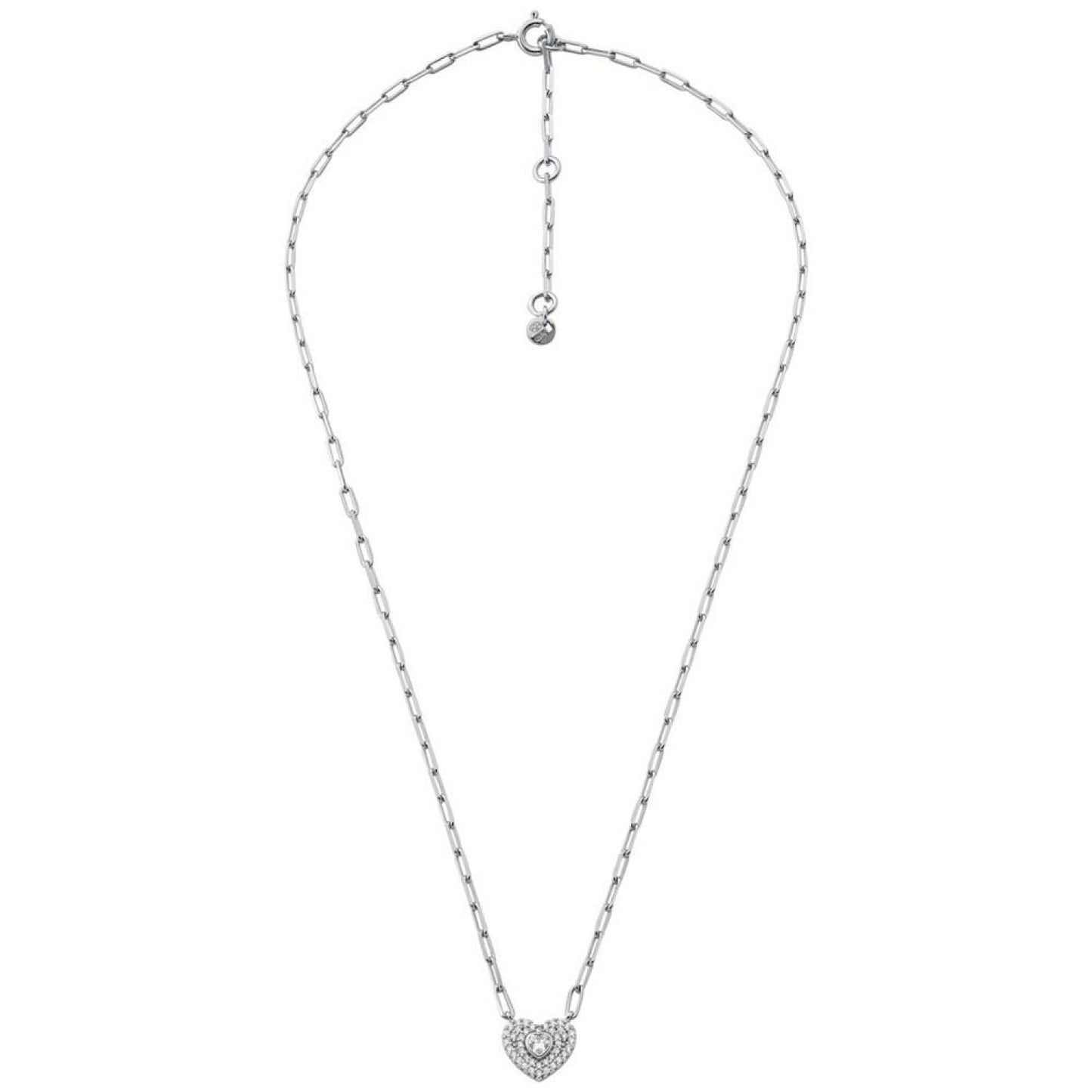 Sterling Silver Pave Heart Necklace