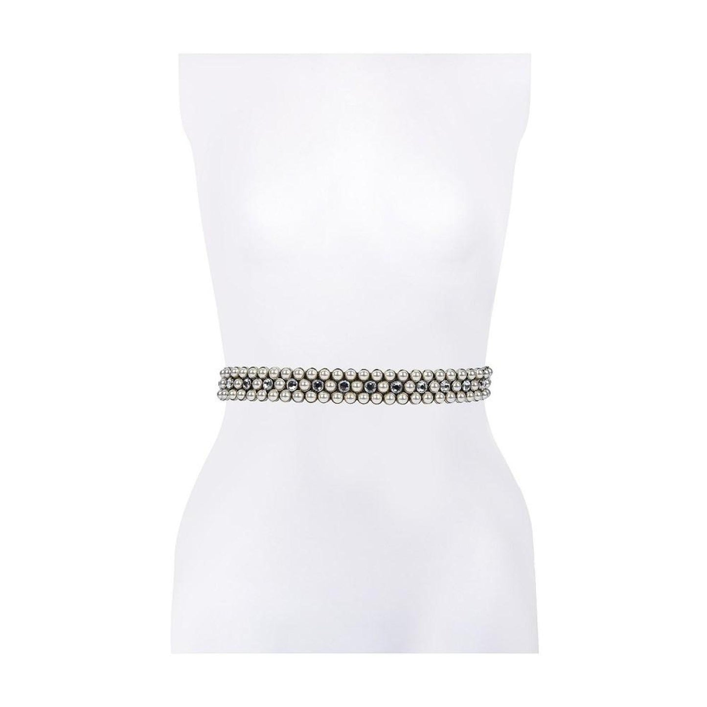 Women's Imitation Pearl Bridal Satin Bow Belt