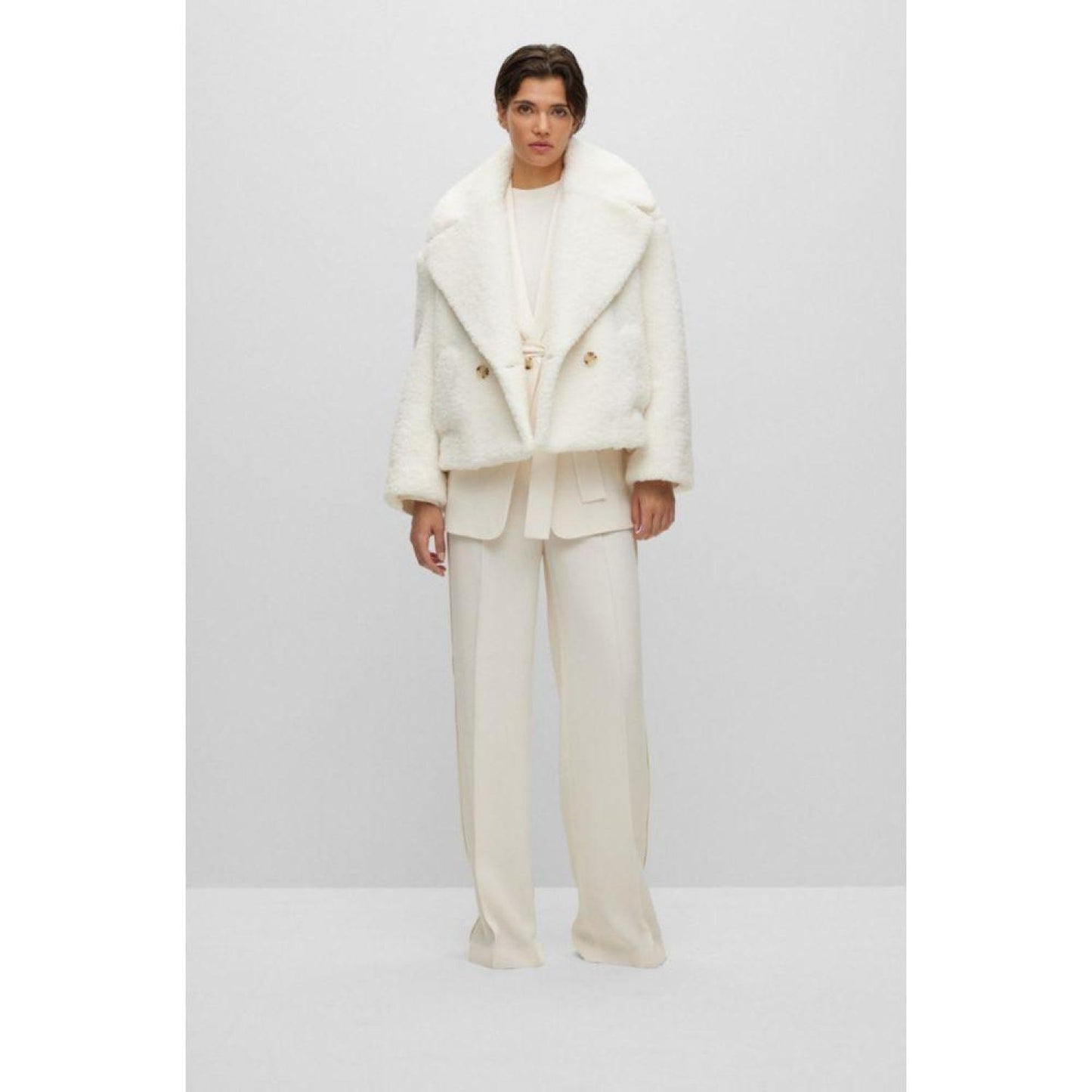 Oversize-fit coat in faux teddy fabric