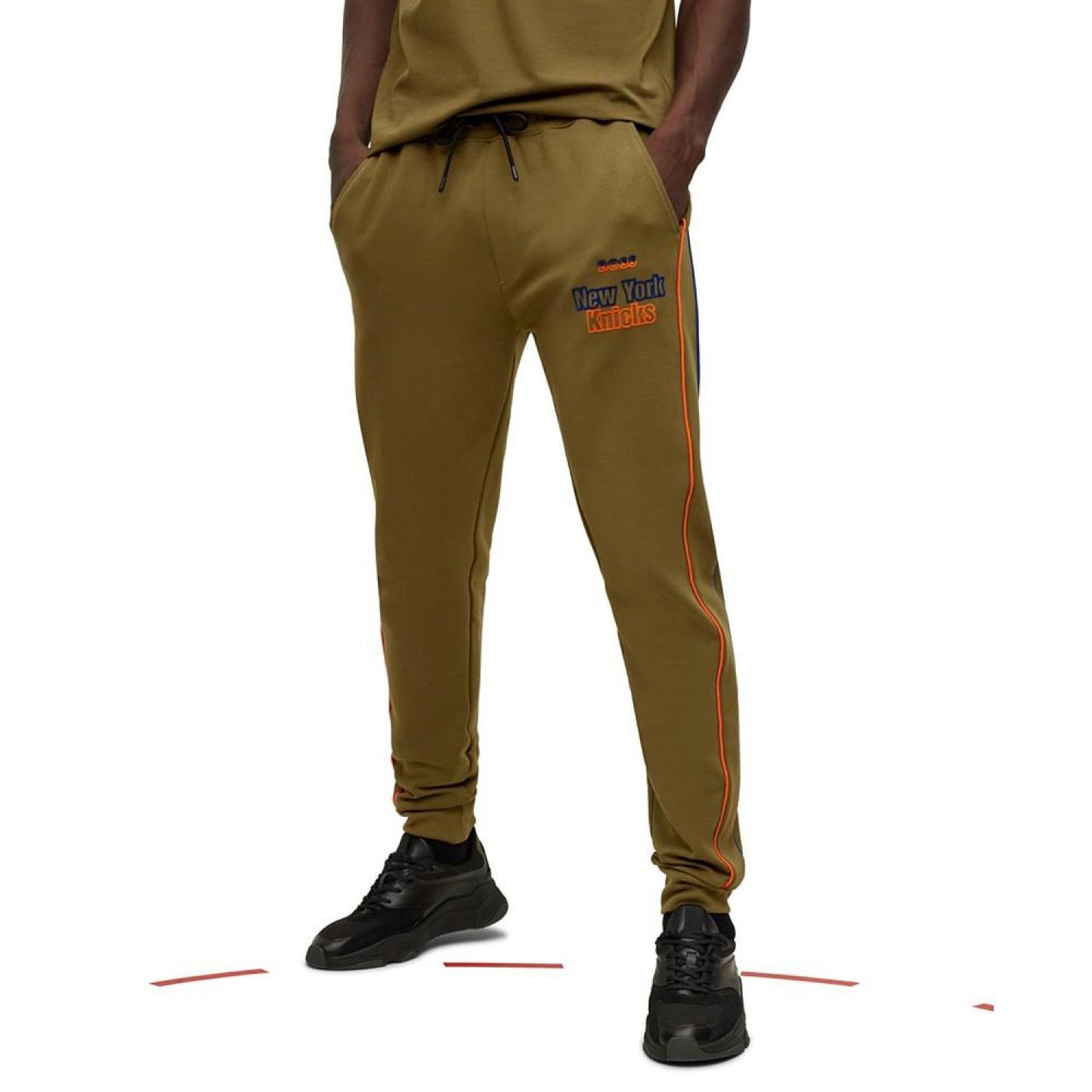 Men's Boss NBA Flock-Print Logo Tracksuit Bottoms