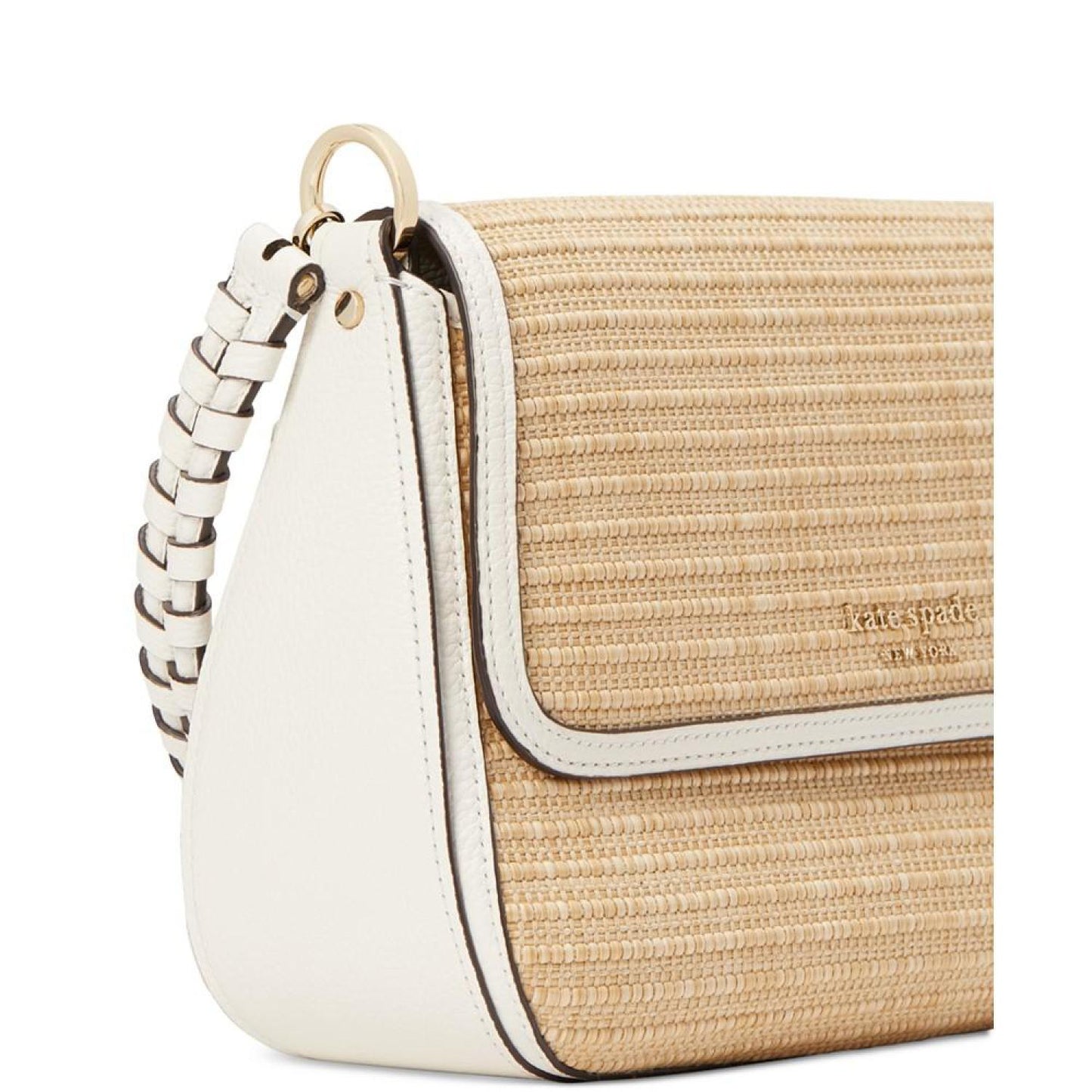 Hudson Woven Straw Small Convertible Flap Shoulder Bag