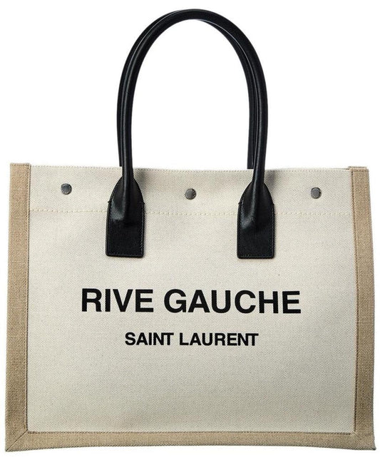 Saint Laurent Rive Gauche Small Canvas & Leather Tote