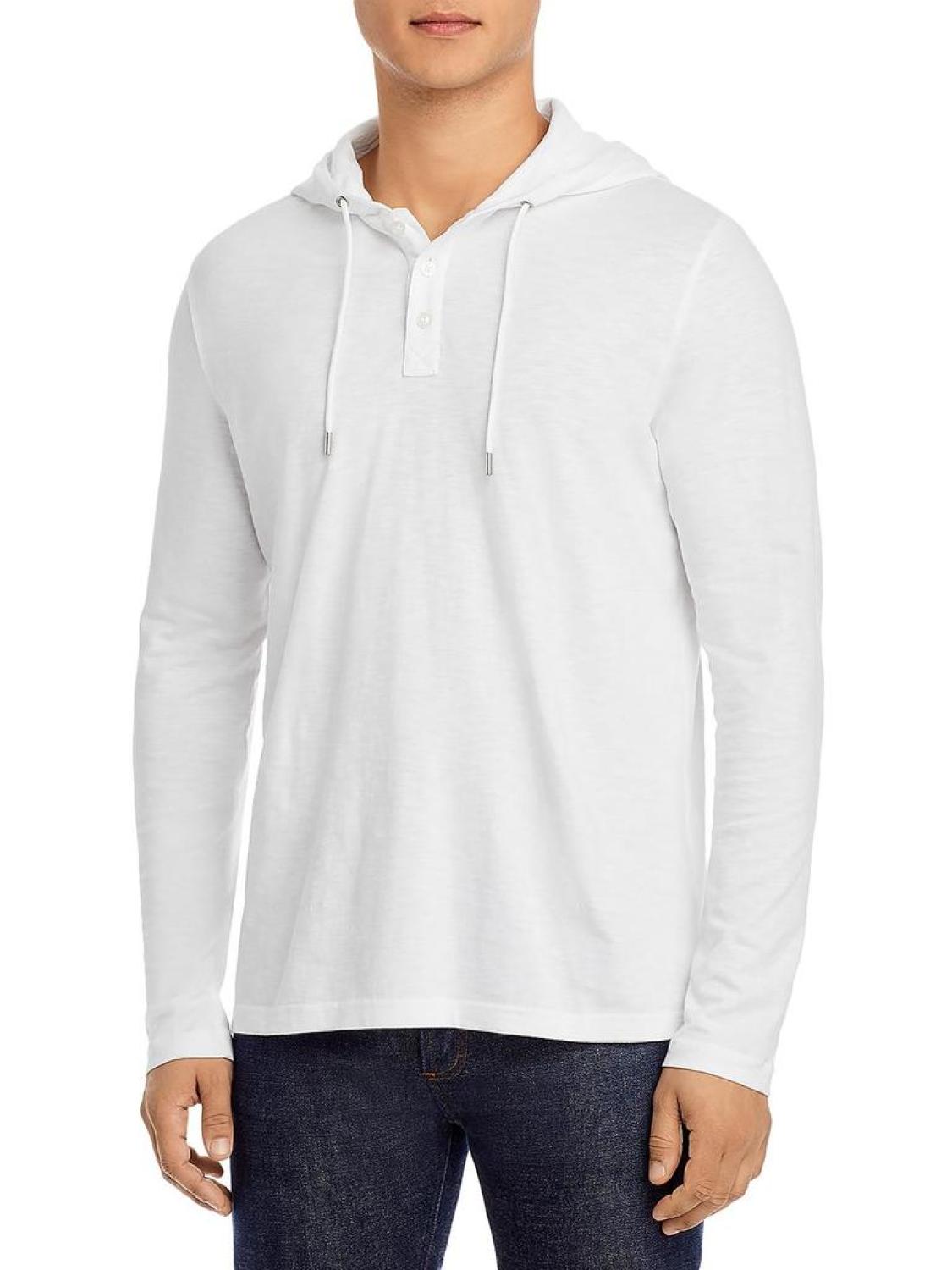 Mens Hooded Drawstring Henley Shirt