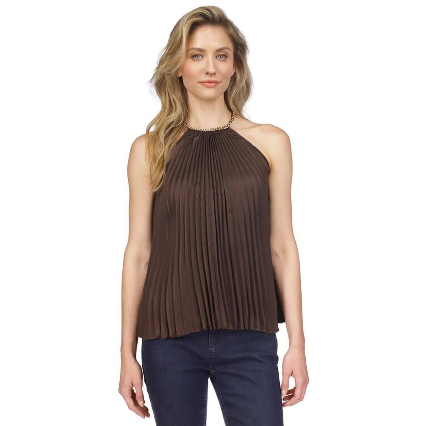 Women's Pleated Chain Sleeveless Top