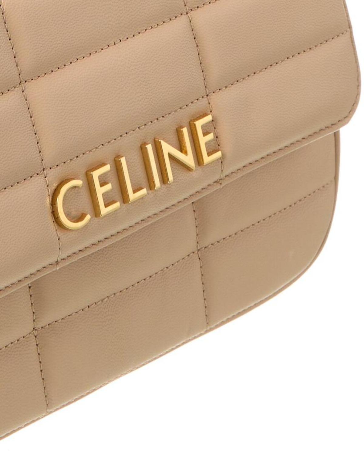 CELINE Monochrome Quilted Leather Shoulder Bag