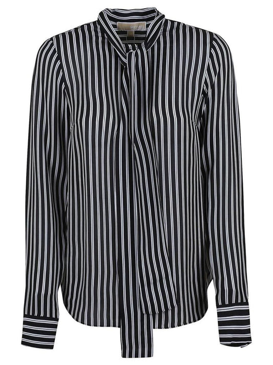 Michael Michael Kors Striped Tie-Neck Blouse