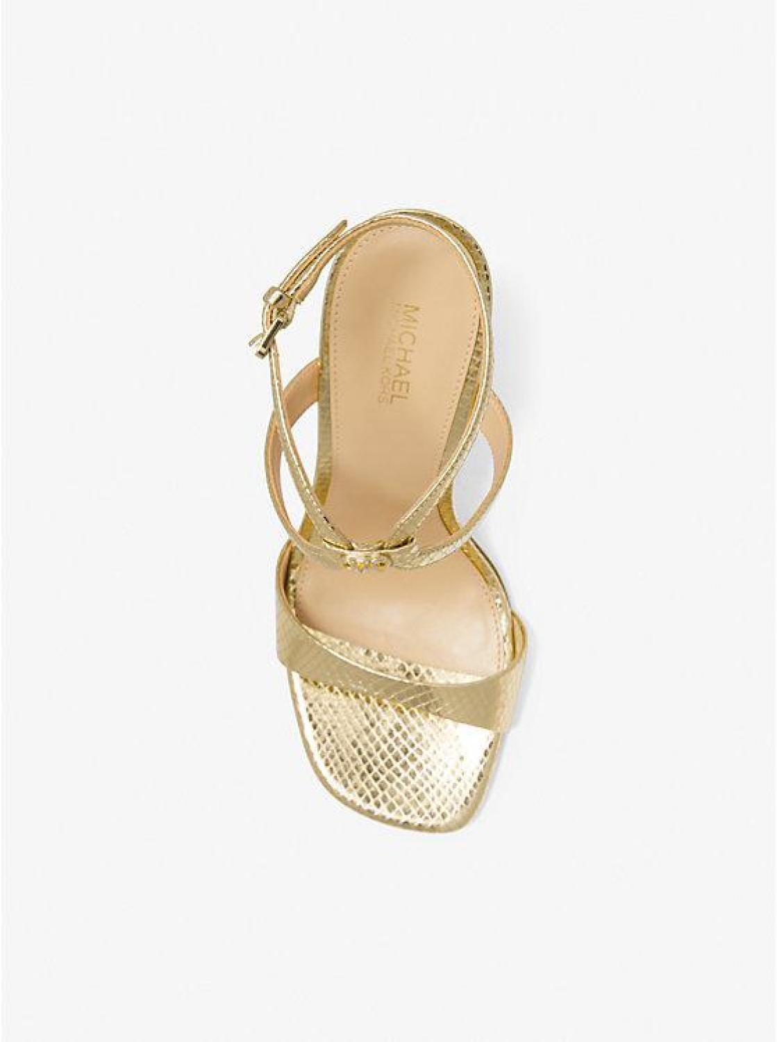 Amara Metallic Snake Embossed Leather Sandal