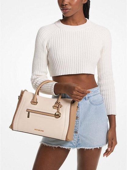 Carine Large Two-Tone Leather Satchel