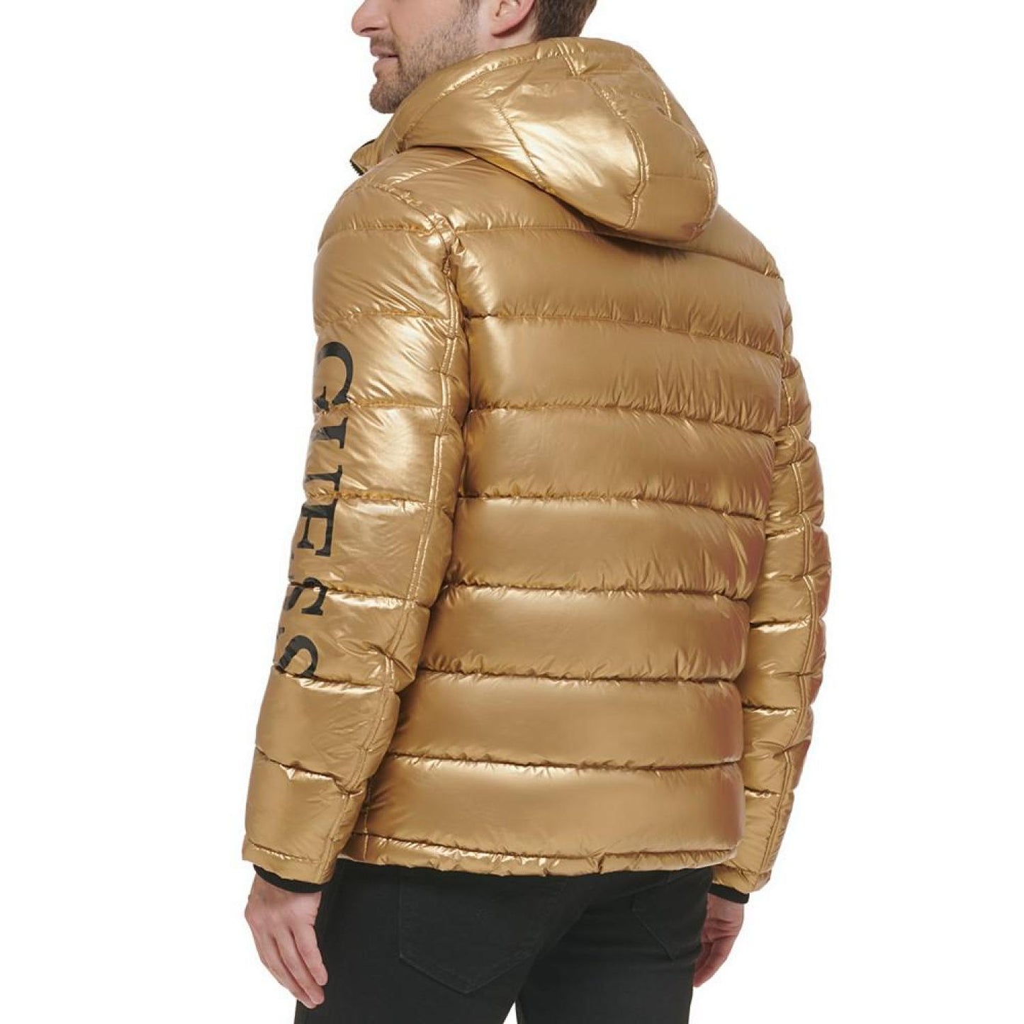 Men's Hooded Holographic Puffer Jacket, Created For Macy's