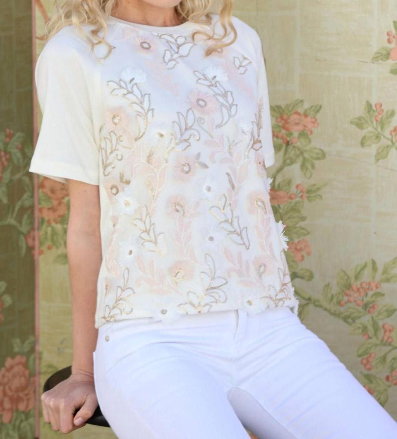 Kylee Short Sleeve Sweatshirt In Blush Blossom